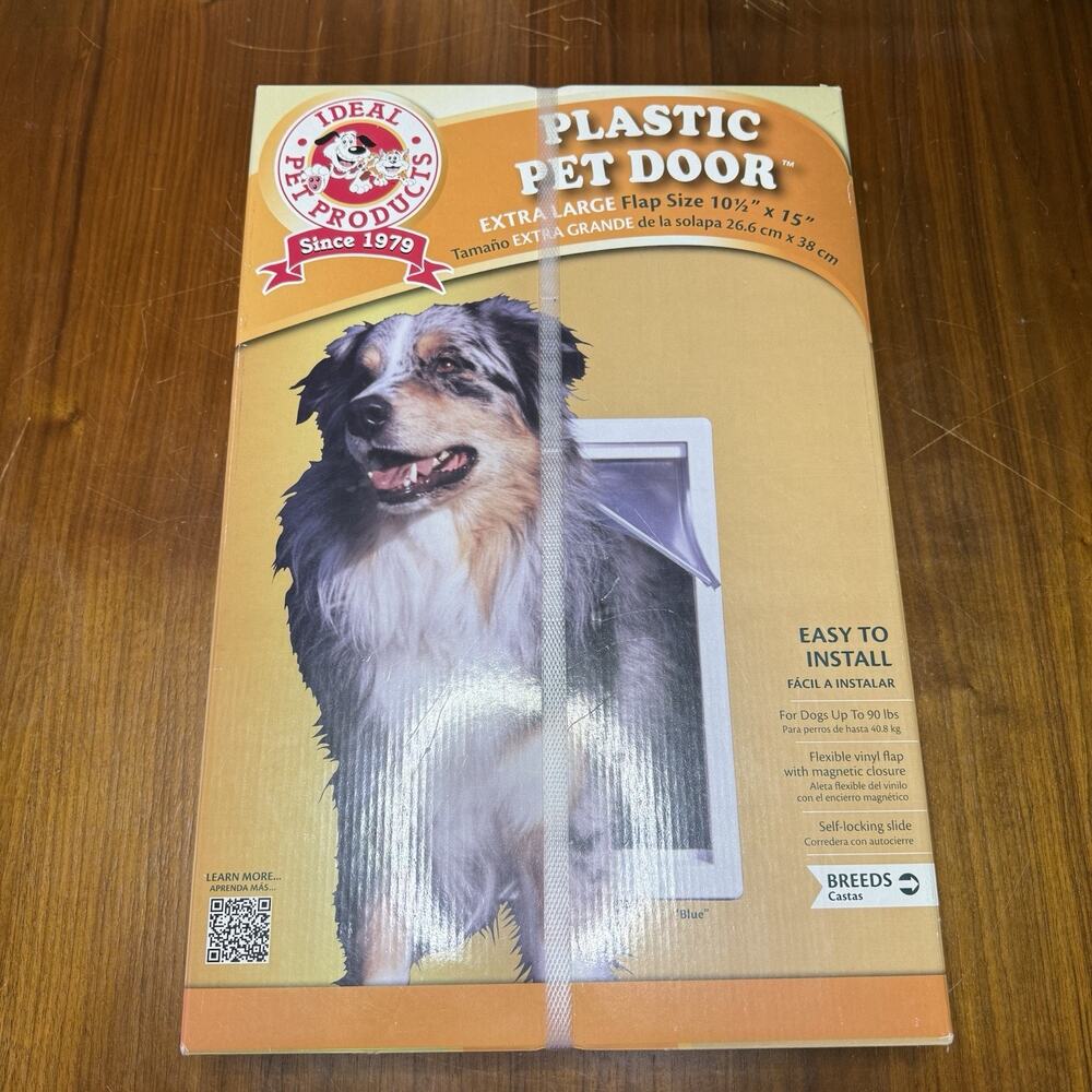 Ideal Pet Plastic Pet Door for Dogs / Pets NEW White Flap Size 10 1/2" x 15"
